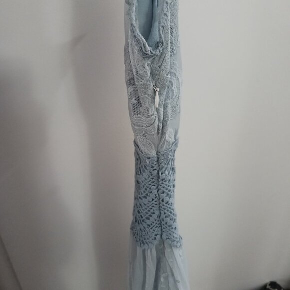 Sundance Dusty Blue Lace Overlay Dress Sz 10 Love Always - Picture 6 of 13